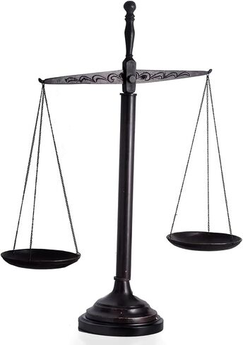 Bey-Berk Find Your Balance Bronzed Finished Scales of Justice on Wood Base, 21.5" H in Kuwait