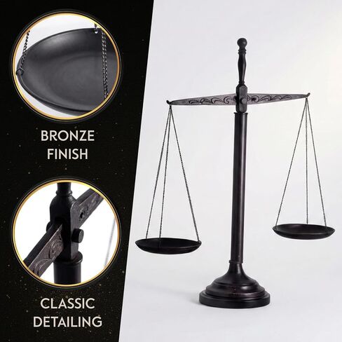 Bey-Berk Find Your Balance Bronzed Finished Scales of Justice on Wood Base, 21.5" H in Kuwait