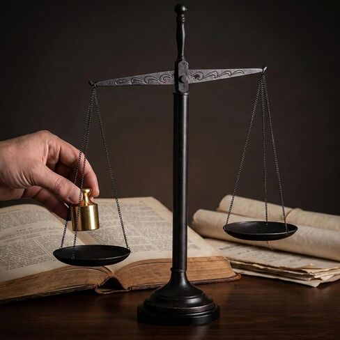 Bey-Berk Find Your Balance Bronzed Finished Scales of Justice on Wood Base, 21.5" H in Kuwait