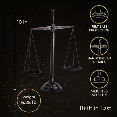 Bey-Berk Find Your Balance Bronzed Finished Scales of Justice on Wood Base, 21.5" H in Kuwait