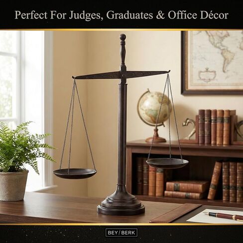 Bey-Berk Find Your Balance Bronzed Finished Scales of Justice on Wood Base, 21.5" H in Kuwait