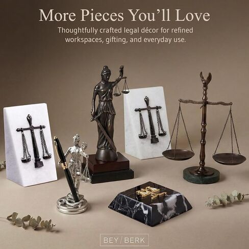 Bey-Berk Find Your Balance Bronzed Finished Scales of Justice on Wood Base, 21.5" H in Kuwait