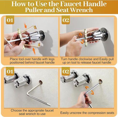 ساحب مقبض الصنبور، مع محول إزالة الأكمام المضغوطة 1/2 بوصة، مفتاح مقعد الصنبور متوافق مع دانكو 80439، لإزالة واستبدال المقبض، ومقاعد الضغط والصواميل in Kuwait