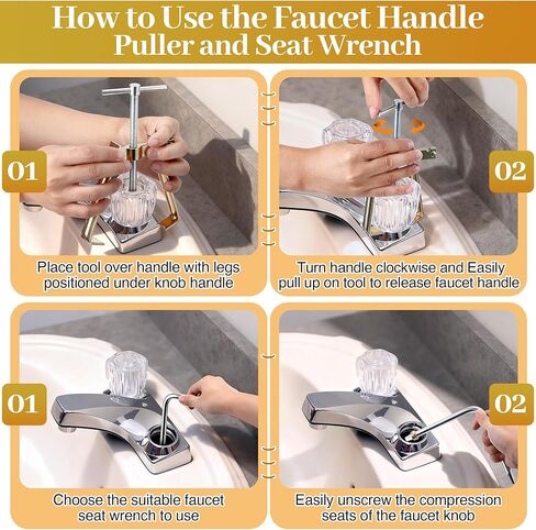 ساحب مقبض الصنبور، مع محول إزالة الأكمام المضغوطة 1/2 بوصة، مفتاح مقعد الصنبور متوافق مع دانكو 80439، لإزالة واستبدال المقبض، ومقاعد الضغط والصواميل in Kuwait