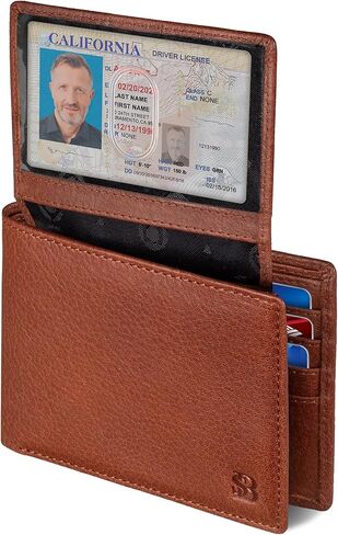 محفظة جلدية للرجال من سيرمان براندز | حجب RFID | محفظة ثنائية الطي بسعة إضافية مع نوافذ لبطاقة الهوية | خياطة قوية للغاية | حافظة رفيعة مع 13 فتحة للبطاقات | هدية له in Kuwait