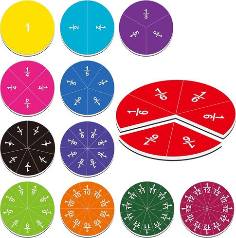 SpriteGru 78 PCS Magnetic Fraction Tiles, Educational Math Learning Manipulatives Set for Preschool Elementary School, Fraction Bar Set Educational Learning Tool Kit for Classroom, School Supplies in Saudi Arabia