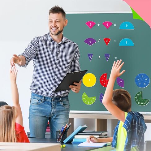 SpriteGru 78 PCS Magnetic Fraction Tiles, Educational Math Learning Manipulatives Set for Preschool Elementary School, Fraction Bar Set Educational Learning Tool Kit for Classroom, School Supplies in Saudi Arabia