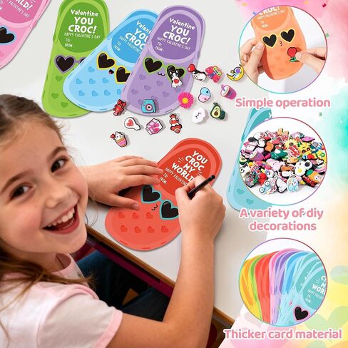 مجموعة بطاقات ساحرة لأحذية عيد الحب، بطاقات ملونة ساحرة للأحذية للأطفال الأولاد والبنات، تبادل هدايا عيد الحب في الفصول المدرسية للطلاب، هدايا مضحكة لحفلات أعياد الميلاد in Kuwait