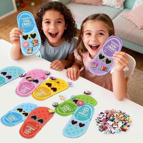 مجموعة بطاقات ساحرة لأحذية عيد الحب، بطاقات ملونة ساحرة للأحذية للأطفال الأولاد والبنات، تبادل هدايا عيد الحب في الفصول المدرسية للطلاب، هدايا مضحكة لحفلات أعياد الميلاد in Kuwait