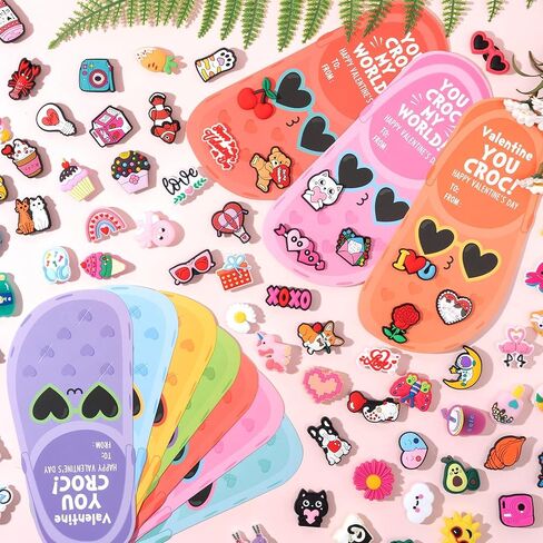 مجموعة بطاقات ساحرة لأحذية عيد الحب، بطاقات ملونة ساحرة للأحذية للأطفال الأولاد والبنات، تبادل هدايا عيد الحب في الفصول المدرسية للطلاب، هدايا مضحكة لحفلات أعياد الميلاد in Kuwait