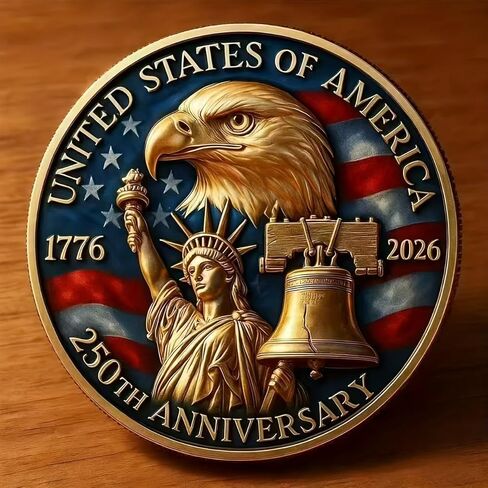 250th Anniversary Freedom Commemorative Coin Set (1776-2025) - 3D Engraved US Capitol & Eagle Military Challenge Coin, Collectible Medal in Saudi Arabia