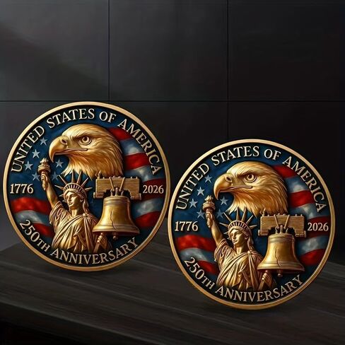 250th Anniversary Freedom Commemorative Coin Set (1776-2025) - 3D Engraved US Capitol & Eagle Military Challenge Coin, Collectible Medal in Saudi Arabia