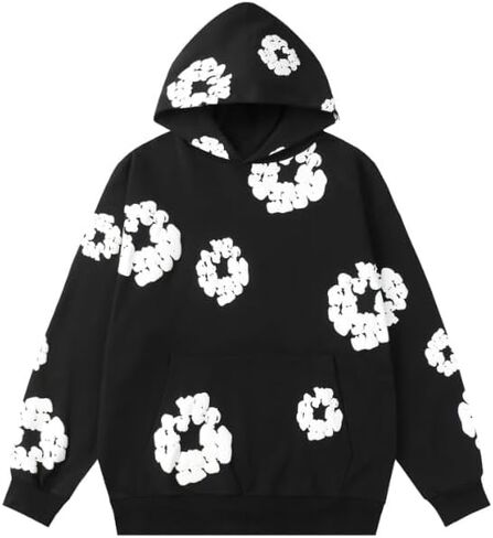 Y2K Men's and Women's Street Vintage foam Print Pullover Hoodie, Casual Loose Pocket Hip Hop Sports Top in Saudi Arabia