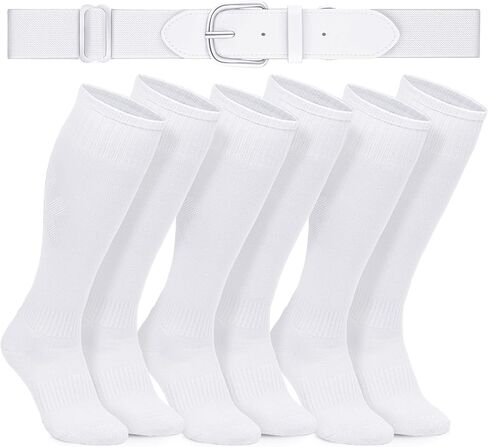 3 أزواج من جوارب البيسبول وحزام كومبو للشباب الأولاد جوارب كرة القدم اللينة وأحزمة البيسبول المرنة للأولاد والبنات in Kuwait