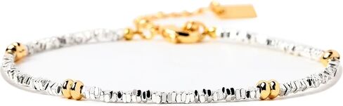 STORYJEWELLERY Beaded Bracelets for Women, Silver Bracelets Adorned with Gold Plated Beads, Mixed Metal Bracelet, Two Tone Bracelet, Stackable Jewelry, Gifts for Her in Saudi Arabia