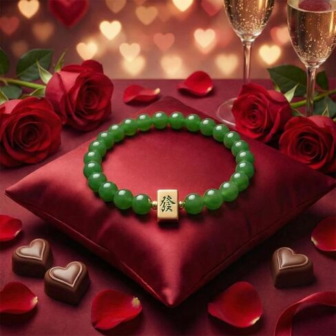 Mahjong Bracelet Red Jade Bead MahJong Charm Stretchy Bracelet Mahjong Player Holiday Gifts for Unisex Women Men Mah Jong Lover (Classic) in Saudi Arabia