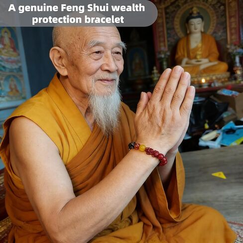 سوار المال Feng Shui - هدايا العام الصيني الجديد 2026 لعام الحصان، سوار الثروة مع 5 آلهة الثروة والعقيق والزنجفر Pixiu | سوار مطاطي، سحر الحظ السعيد للنساء. in Kuwait