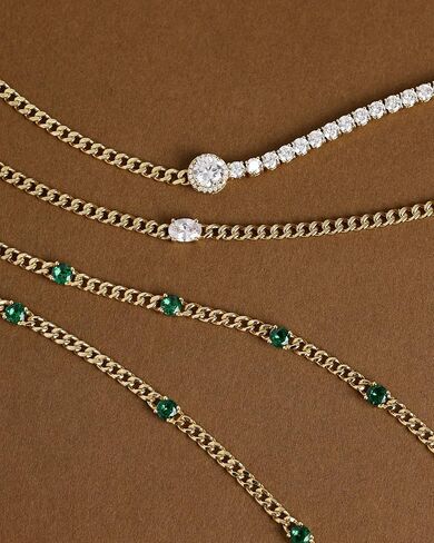 FANCIME 925 Sterling Silver Gold Plated 3.7mm Cuban Link Curb Chain Bracelet With Oval CZ Fine Jewelry Birthday Gifts for Women Men Unisex in Saudi Arabia