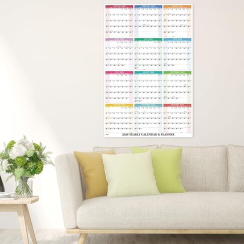 2026 Wall Calendar - Yearly Wall Calendar 2026, January 2026 - December 2026, 34.3" x 22.8" (Open), Vertical, Double-Sided Round Stickers, Blocks and Holidays - Beautiful Layout in Saudi Arabia