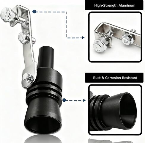Turbo Whistle for Exhaust Pipe, 2PCS Exhaust Whistle for Car, 2XL Aluminum Alloy Universal Exhaust Muffler, Turbo Sound Pipe Whistle for SUV Sedan Truck, Car Roar (Black) in Kuwait