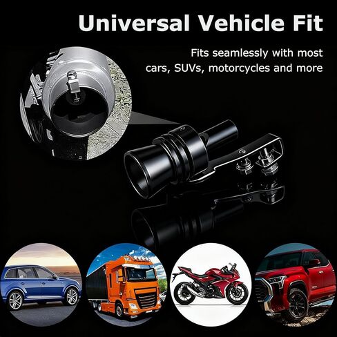 Turbo Whistle for Exhaust Pipe, 2PCS Exhaust Whistle for Car, 2XL Aluminum Alloy Universal Exhaust Muffler, Turbo Sound Pipe Whistle for SUV Sedan Truck, Car Roar (Black) in Kuwait
