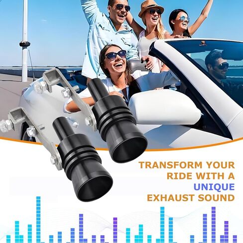 Turbo Whistle for Exhaust Pipe, 2PCS Exhaust Whistle for Car, 2XL Aluminum Alloy Universal Exhaust Muffler, Turbo Sound Pipe Whistle for SUV Sedan Truck, Car Roar (Black) in Kuwait