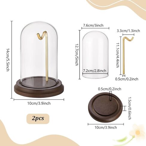 PH PandaHall 2pcs 4x5 inch Pocket Watch Display Dome Cloche with Metal Hook Decorative Watch Display Jar with Wood Base Glass Display Dome Showcase for Pocket Watch Medals Collectibles Photos Ornament in Saudi Arabia