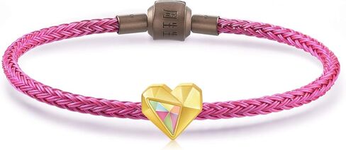 CHOW SANG SANG 999 24K Solid Gold Love Heart Mini Charm Bracelet for Women 91836C in Saudi Arabia