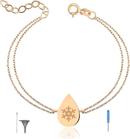 Engravable Drop Urn Bracelet, 14k Gold Flat Drop Cremation Ash Holder Bracelet, Memorial Keepsake for Pet Ashes, 6" to 9" Length in Saudi Arabia