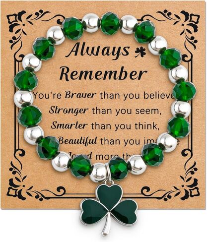 St Patricks Day Bracelets For Women Girls Green Beaded Bracelet Clover Bracelets For Women Good Luck Charms St Patrick'S Day Accessories Irish Jewelry Gifts Easter Bracelet in Saudi Arabia