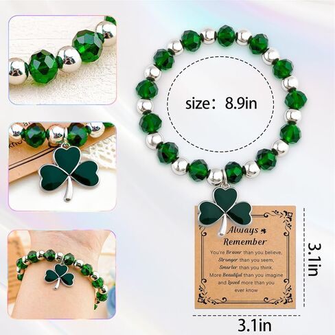 St Patricks Day Bracelets For Women Girls Green Beaded Bracelet Clover Bracelets For Women Good Luck Charms St Patrick'S Day Accessories Irish Jewelry Gifts Easter Bracelet in Saudi Arabia