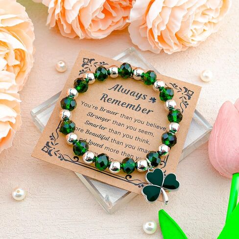 St Patricks Day Bracelets For Women Girls Green Beaded Bracelet Clover Bracelets For Women Good Luck Charms St Patrick'S Day Accessories Irish Jewelry Gifts Easter Bracelet in Saudi Arabia