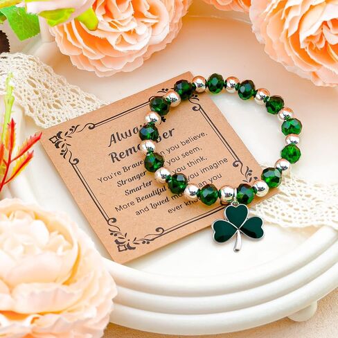 St Patricks Day Bracelets For Women Girls Green Beaded Bracelet Clover Bracelets For Women Good Luck Charms St Patrick'S Day Accessories Irish Jewelry Gifts Easter Bracelet in Saudi Arabia