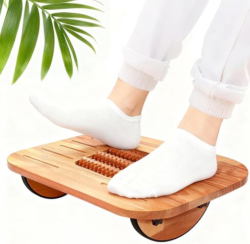 مسند للقدمين تحت المكتب في العمل، مقعد خشبي مريح للقدمين مع مدلك دوار لتعزيز الدورة الدموية والراحة - تخفيف الألم للعمل في المنزل والمكتب in Kuwait