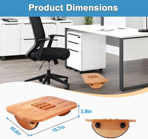 مسند للقدمين تحت المكتب في العمل، مقعد خشبي مريح للقدمين مع مدلك دوار لتعزيز الدورة الدموية والراحة - تخفيف الألم للعمل في المنزل والمكتب in Kuwait