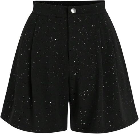 GORGLITTER Women's Plus Size Sequin Dress Shorts Pleated High Waisted Wide Leg Trouser Shorts Business Casual Outfits in Saudi Arabia