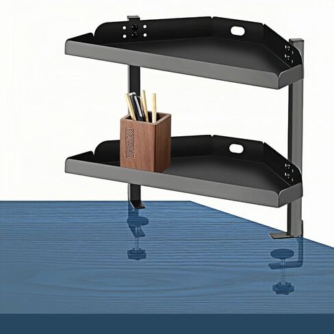 رف مكتبي بمشبك على المكتب من Yuxh، منظم تحت الطاولة بطبقتين، أسود-S، 15 بوصة in Kuwait