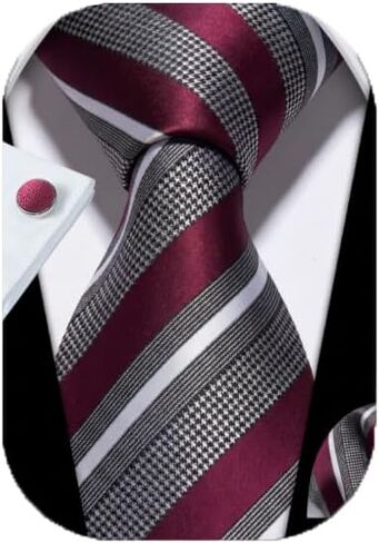Rayhop Mens' tie set Tie&pocket square&cuffs silk Neckties for men 3-pieces Set in Saudi Arabia
