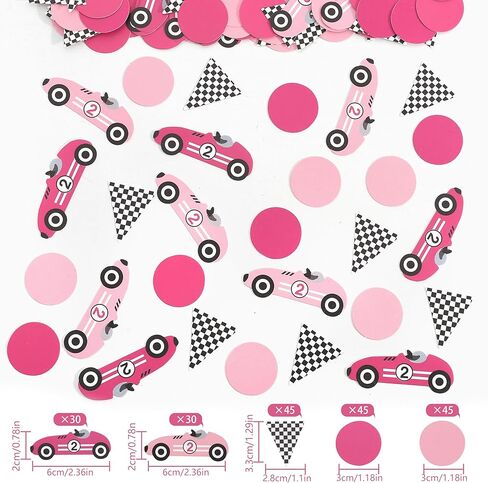 Pink Racing Car Party Confetti, 200 Pieces, Checkered Flag Theme, Table Scatter Decorations for Girls 2nd Birthday in Saudi Arabia