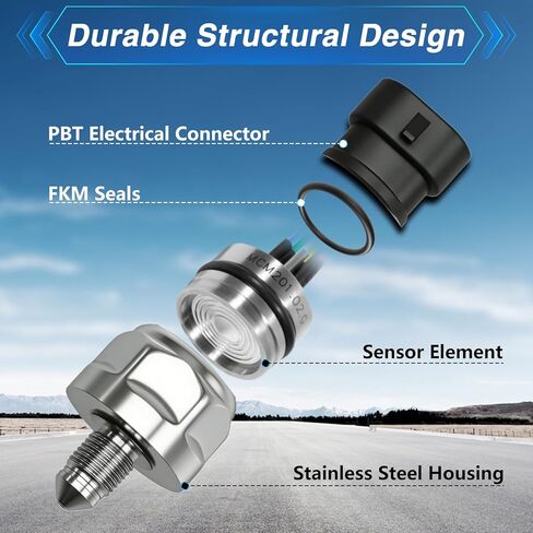 FUSCH Fuel Pressure Sensor Fuel Rail Pressure Regulator Compatible with Chevy Camaro Colorado Equinox Impala Orlando/GMC Canyon Terrain/Buick LaCrosse/Cadillac ATS 2011-2017 Replace#: 12635273 5PP11-4 in Saudi Arabia