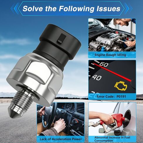 FUSCH Fuel Pressure Sensor Fuel Rail Pressure Regulator Compatible with Chevy Camaro Colorado Equinox Impala Orlando/GMC Canyon Terrain/Buick LaCrosse/Cadillac ATS 2011-2017 Replace#: 12635273 5PP11-4 in Saudi Arabia
