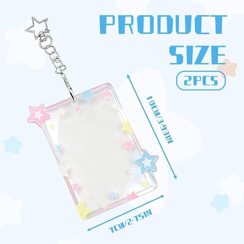 2 Pieces Star Kpop Photocard Holder Keychain, 3 Inch Acrylic Cute Photo Card Holder with Star Pendant for Idol Card & Photo Album Display Photocard Keychain Kpop in Saudi Arabia