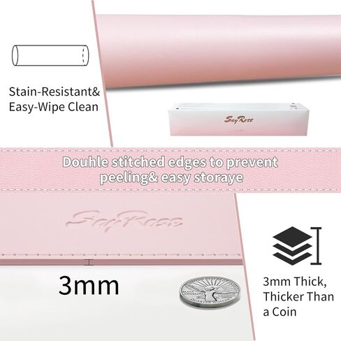 واقي وسادة مكتب على شكل قطة من SayRose، لوحة ماوس كبيرة للمكتب، بساط مكتب من جلد البولي يوريثان مع حواف مخيطة، بساط مكتب غير قابل للانزلاق للوحة المفاتيح والماوس، للمكتب المدرسي والمنزل (35.43 بوصة × 16.93 بوصة) in Kuwait