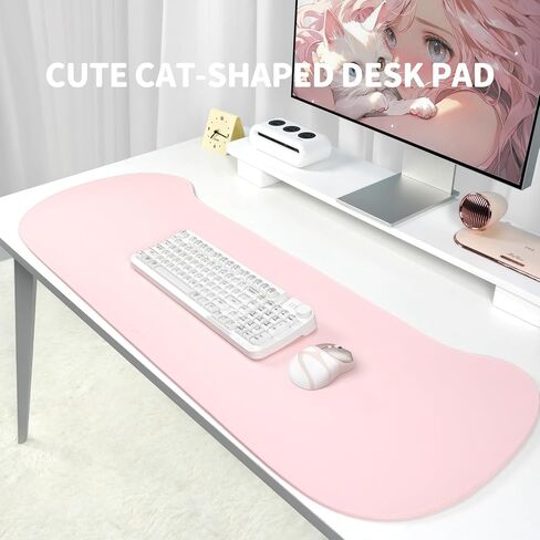 واقي وسادة مكتب على شكل قطة من SayRose، لوحة ماوس كبيرة للمكتب، بساط مكتب من جلد البولي يوريثان مع حواف مخيطة، بساط مكتب غير قابل للانزلاق للوحة المفاتيح والماوس، للمكتب المدرسي والمنزل (35.43 بوصة × 16.93 بوصة) in Kuwait