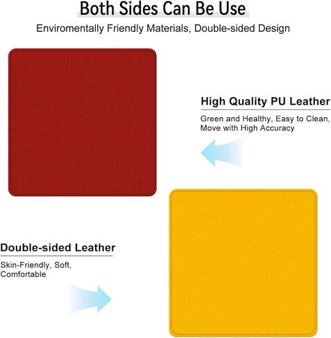 سجادة مكتب جلدية مزدوجة الجوانب - وسادة مكتب مقاومة للماء - مثالية للوحة الماوس الكبيرة وسجادات المكتب أعلى المكاتب (أحمر، 11 بوصة * 8 بوصة) in Kuwait