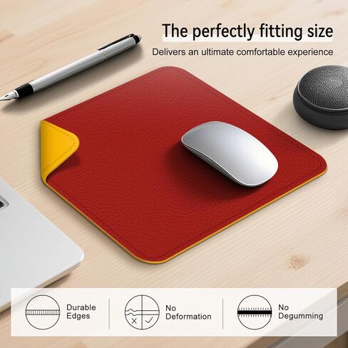 سجادة مكتب جلدية مزدوجة الجوانب - وسادة مكتب مقاومة للماء - مثالية للوحة الماوس الكبيرة وسجادات المكتب أعلى المكاتب (أحمر، 11 بوصة * 8 بوصة) in Kuwait