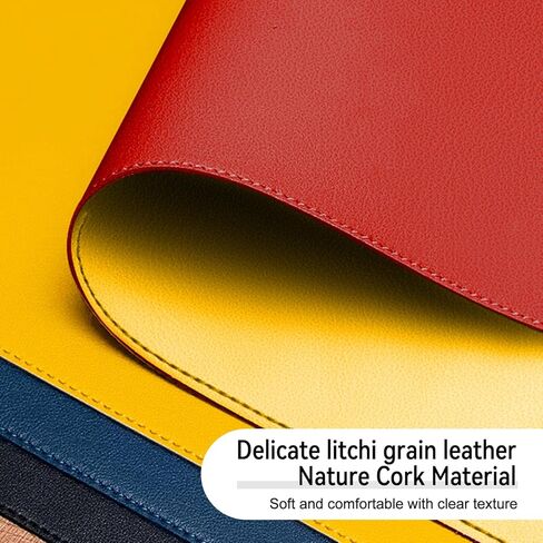 سجادة مكتب جلدية مزدوجة الجوانب - وسادة مكتب مقاومة للماء - مثالية للوحة الماوس الكبيرة وسجادات المكتب أعلى المكاتب (أحمر، 11 بوصة * 8 بوصة) in Kuwait