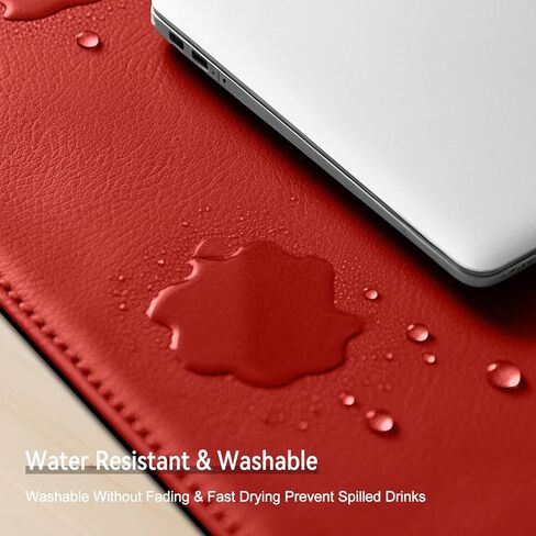 سجادة مكتب جلدية مزدوجة الجوانب - وسادة مكتب مقاومة للماء - مثالية للوحة الماوس الكبيرة وسجادات المكتب أعلى المكاتب (أحمر، 11 بوصة * 8 بوصة) in Kuwait