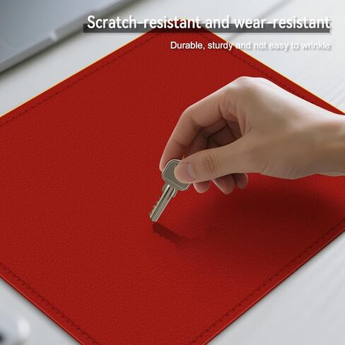سجادة مكتب جلدية مزدوجة الجوانب - وسادة مكتب مقاومة للماء - مثالية للوحة الماوس الكبيرة وسجادات المكتب أعلى المكاتب (أحمر، 11 بوصة * 8 بوصة) in Kuwait