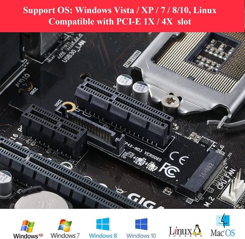 ام زد هو بطاقة محول PCI-E 4X الى M.2 NGFF بطاقة نقل M.2 مفتاح M 4X إشارة M2 بطاقة ذاكرة مستديمة مع ضوء (عبوتان) in Kuwait